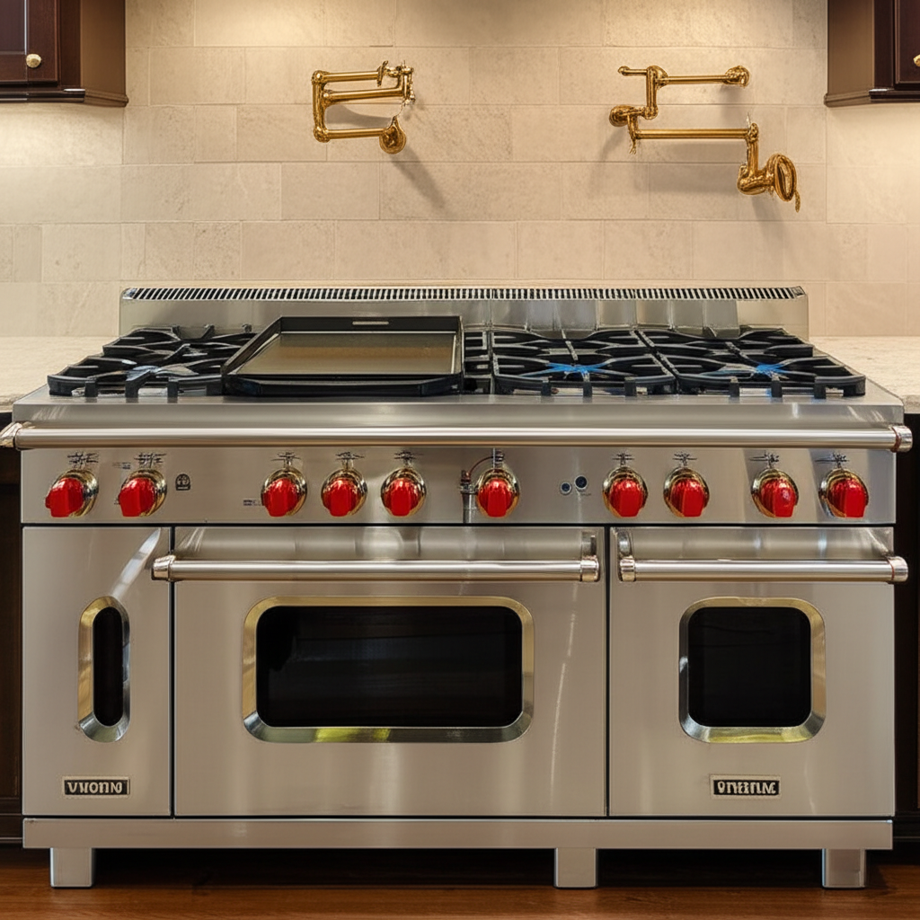 Viking Professional 6-burner range in traditional luxury kitchen
