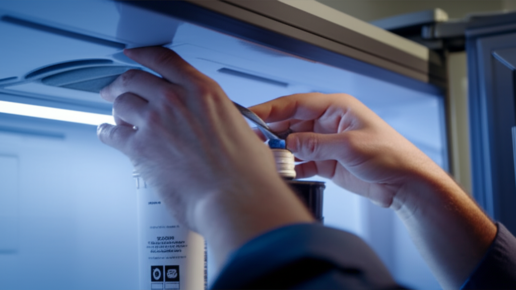 Sub-Zero refrigerator water filtration system being replaced